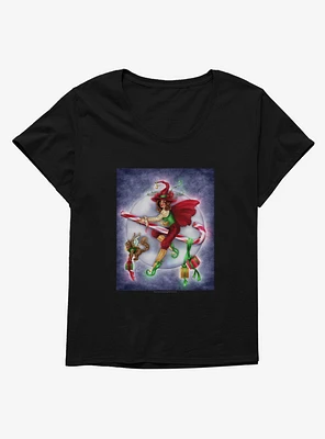 Christmas Witch Girls T-Shirt Plus by Brigid Ashwood