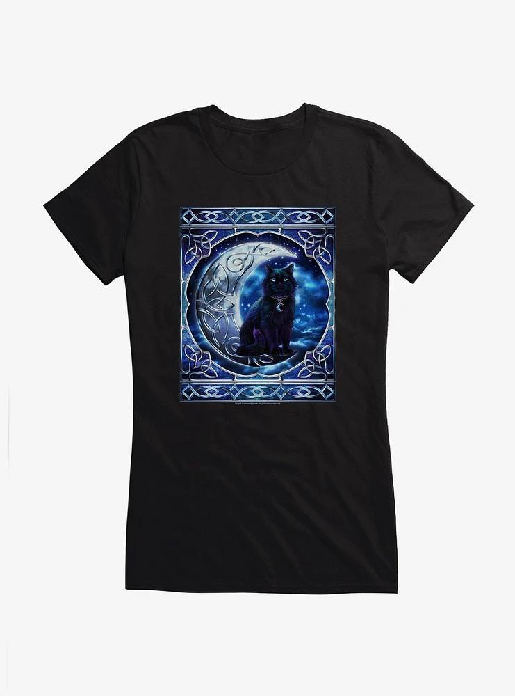 Celtic Black Cat Girls T-Shirt by Brigid Ashwood