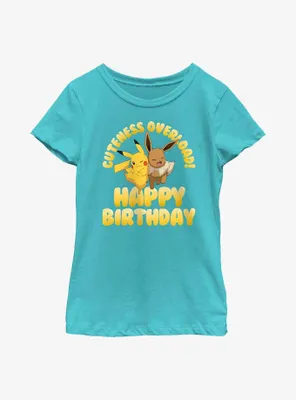 Pokemon Cuteness Overload Happy Birthday Youth Girls T-Shirt