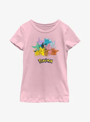 Pokemon Pikachu With Eeveelutions Youth Girls T-Shirt