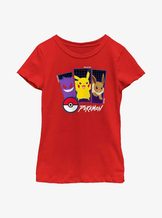 Pokemon Eevee Evolution Tarot Card Youth Girls T-Shirt - PINK