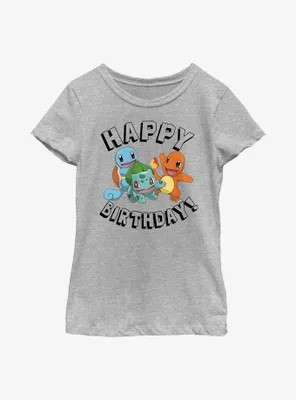 Pokemon Happy Birthday Starter Party Youth Girls T-Shirt