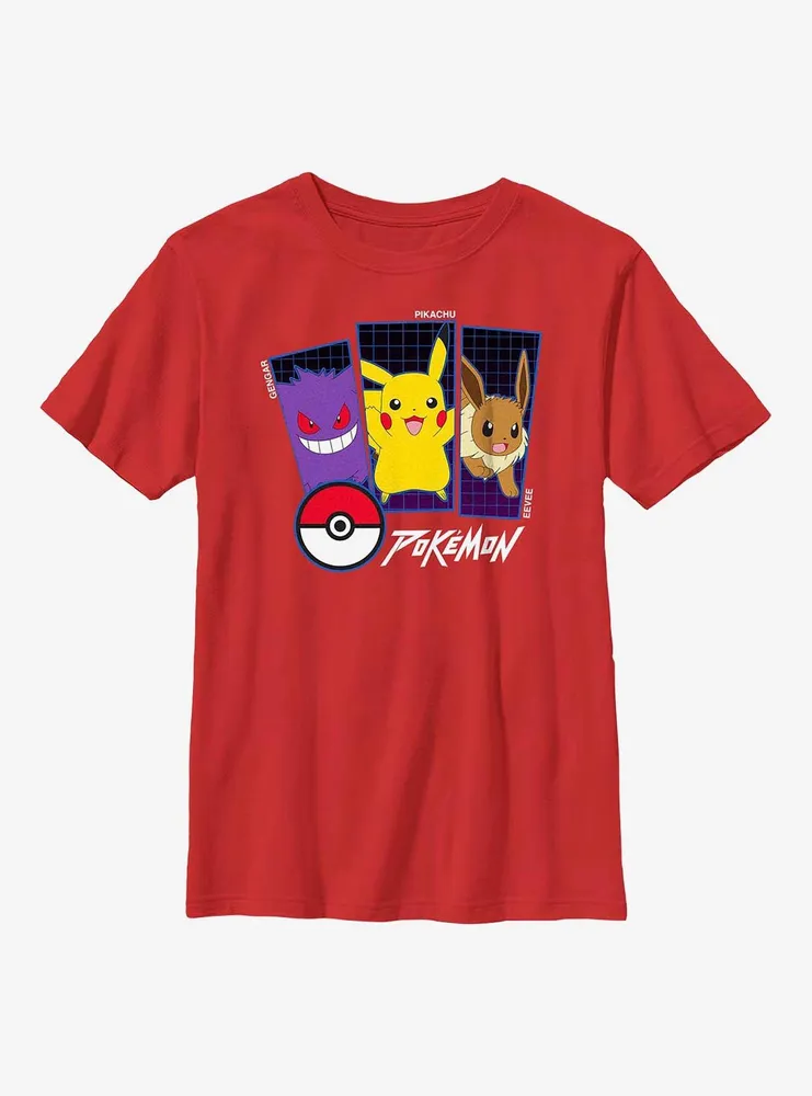 Pokemon Gengar, Pikachu, & Eevee Youth T-Shirt