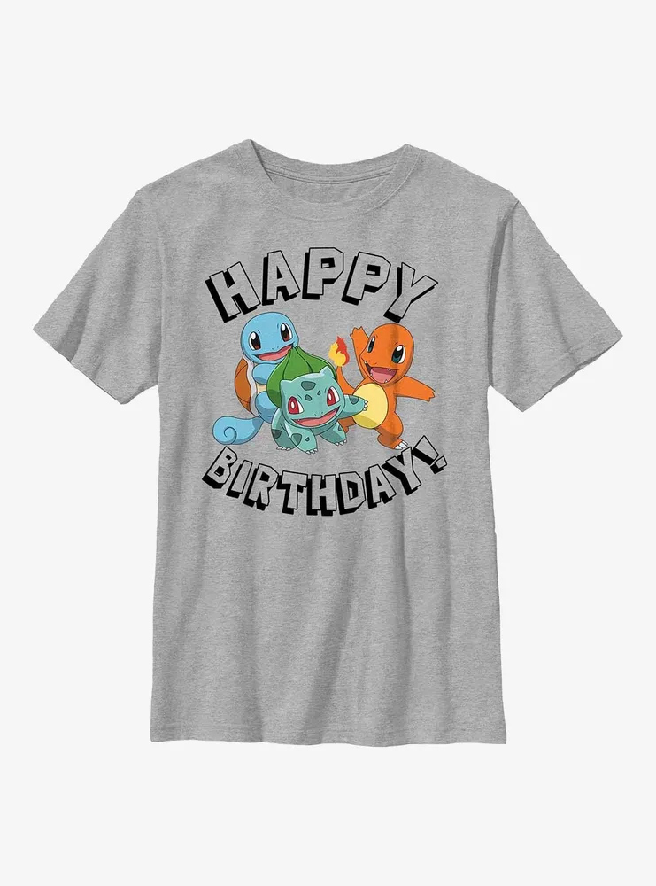 Pokemon Happy Birthday Starter Party Youth T-Shirt