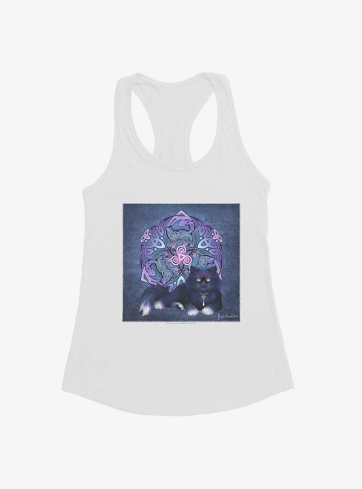 Celtic Black Fluffy Cat Girls Tank by Brigid Ashwood