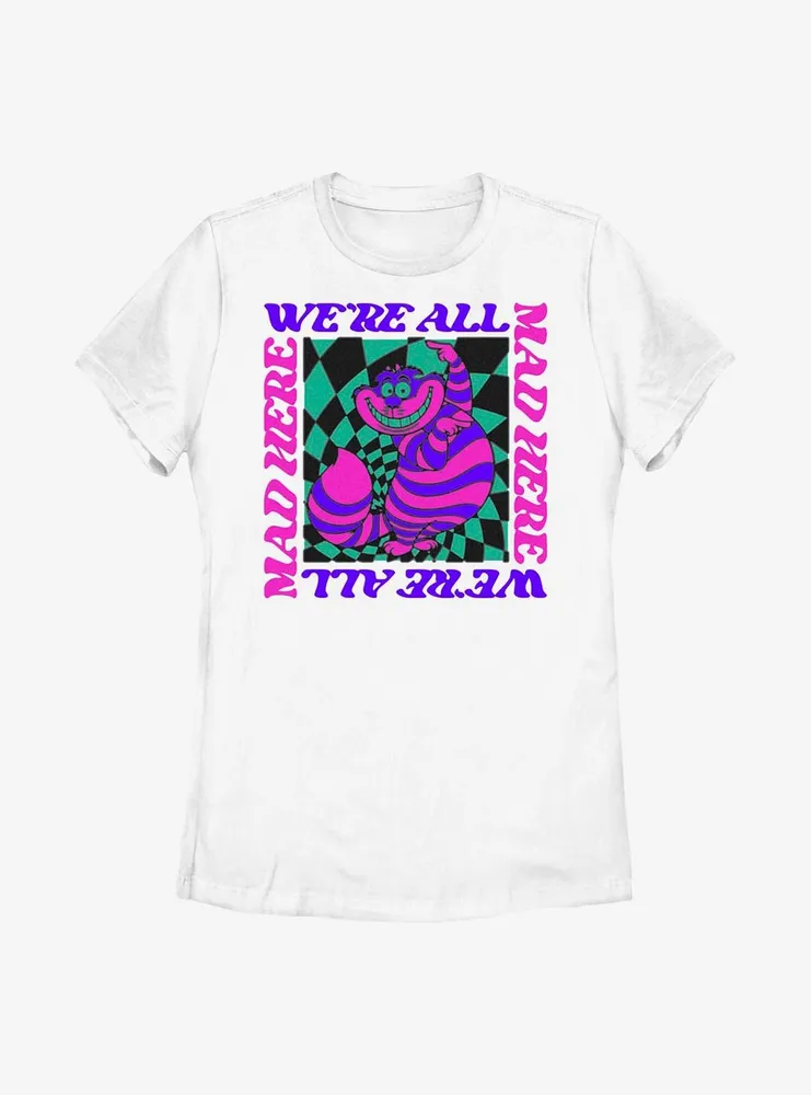 Disney Alice Wonderland All Mad Trippy Cheshire Womens T-Shirt