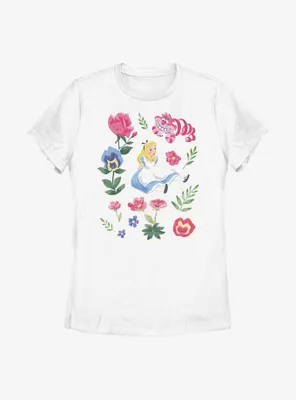 Disney Alice Wonderland Friends Flowers Womens T-Shirt