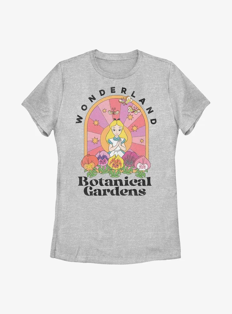 Disney Alice Wonderland Retro Botanical Garden Womens T-Shirt