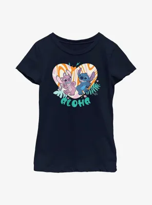 Disney Lilo & Stitch Angel and Groovy Heart Youth Girls T-Shirt