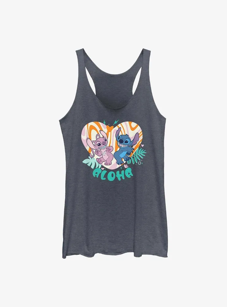 Disney Lilo & Stitch Angel and Groovy Heart Womens Tank Top