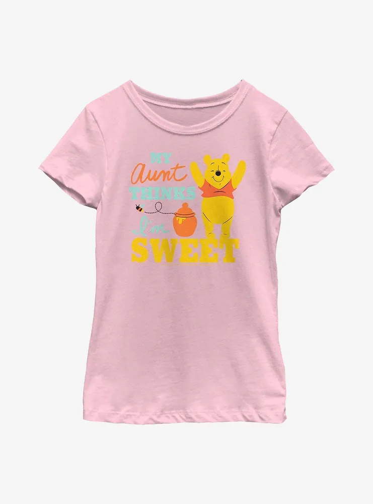 Disney Winnie The Pooh My Aunt Thinks I'm Sweet Youth Girls T-Shirt