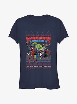 Marvel Avengers Assemble Ugly Christmas Girls T-Shirt
