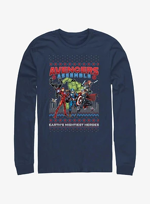 Marvel Avengers Assemble Ugly Christmas Long-Sleeve T-Shirt
