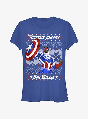Marvel Captain America Sam Wilson Ugly Christmas Girls T-Shirt