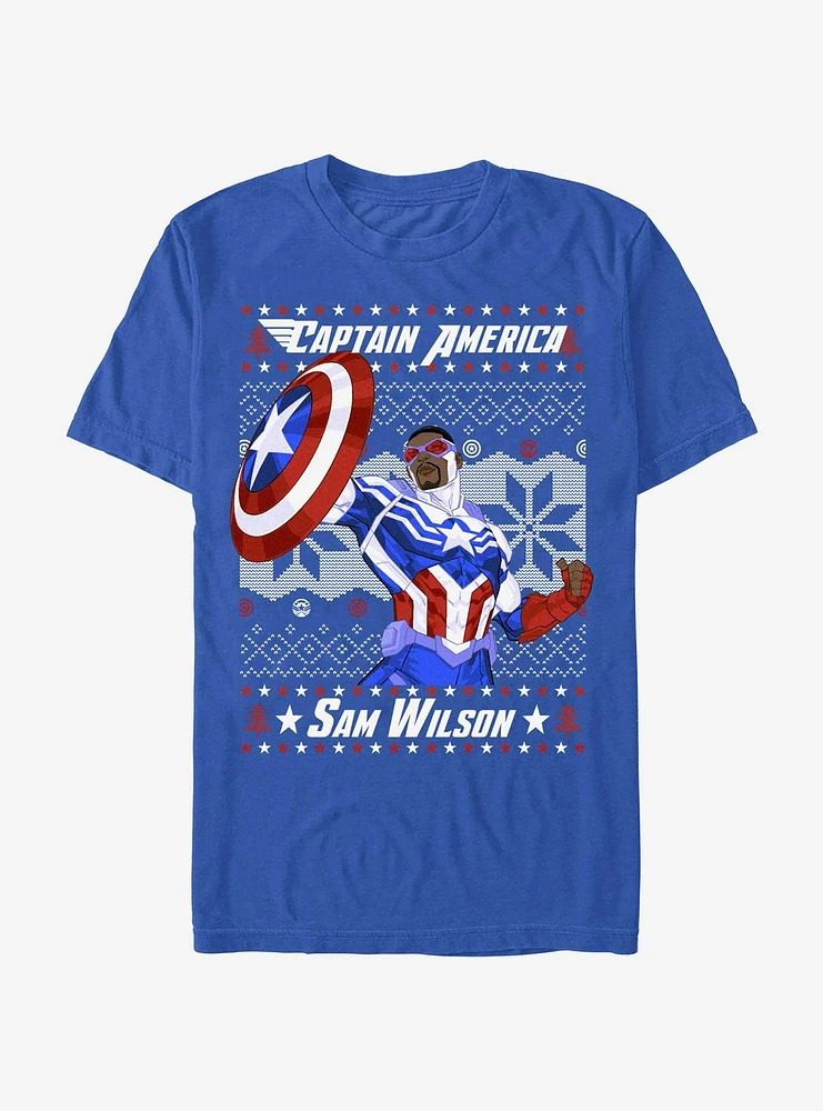 Marvel Captain America Sam Wilson Ugly Christmas T-Shirt