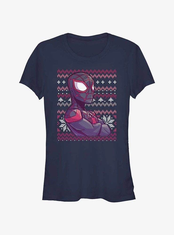 Marvel Spider-Man Miles Morales Ugly Christmas Girls T-Shirt