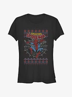 Marvel Spider-Man Web Jump Ugly Christmas Girls T-Shirt