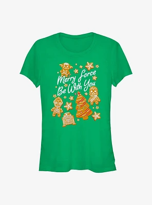 Star Wars Merry Force Be With You Cookies Girls T-Shirt