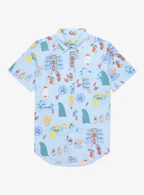 Studio Ghibli Spirited Away Tonal Icons Allover Print Woven Button-Up - BoxLunch Exclusive