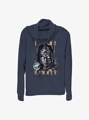 Marvel Thor: Love and Thunder Eat My Hammer Dr. Jane Foster Portrait Cowl Neck Long-Sleeve Top