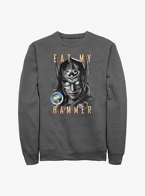 Marvel Thor: Love and Thunder Eat My Hammer Dr. Jane Foster Portrait Sweatshirt