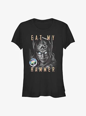 Marvel Thor: Love and Thunder Eat My Hammer Dr. Jane Foster Portrait Girls T-Shirt