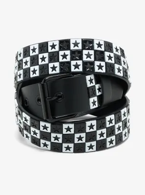 Black & White Checkered Star Belt