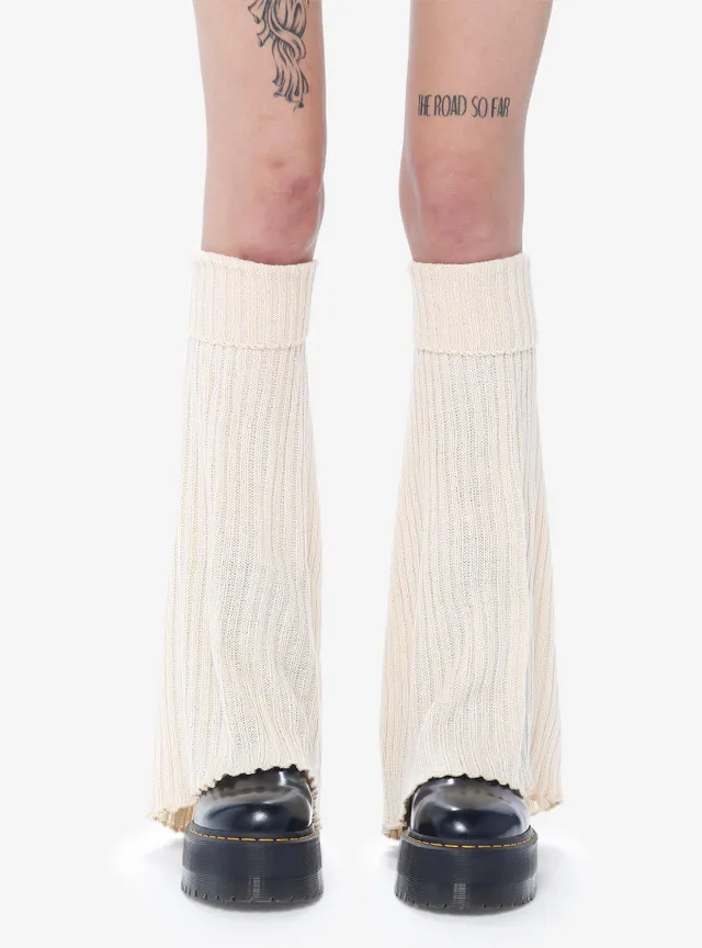 Cream Pom Leg Warmers