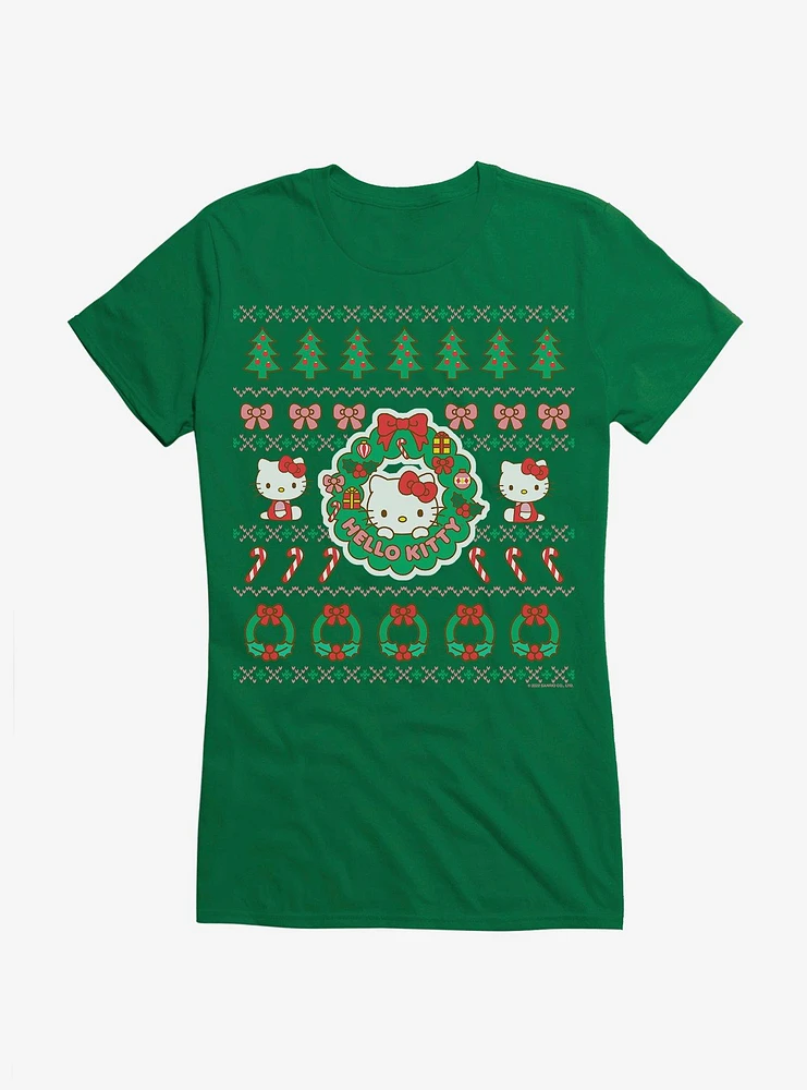 Hello Kitty Ugly Christmas Pattern Girls T-Shirt