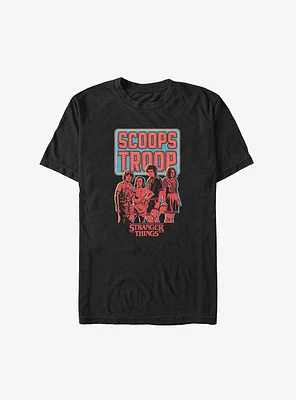 Stranger Things Scoops Troop Dustin, Erica, Steve, & Robin Big Tall T-Shirt