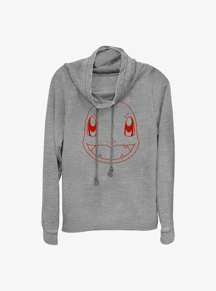 Pokemon Charmander Outline Cowl Neck Long-Sleeve Top