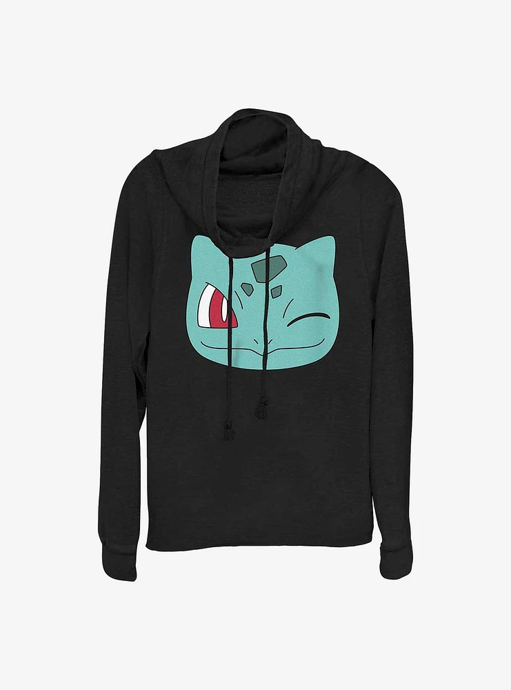 Pokemon Bulbasaur Face Cowl Neck Long-Sleeve Top