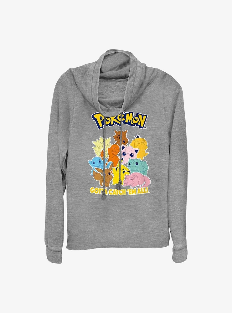 Pokemon Catch 'Em All Cowl Neck Long-Sleeve Top