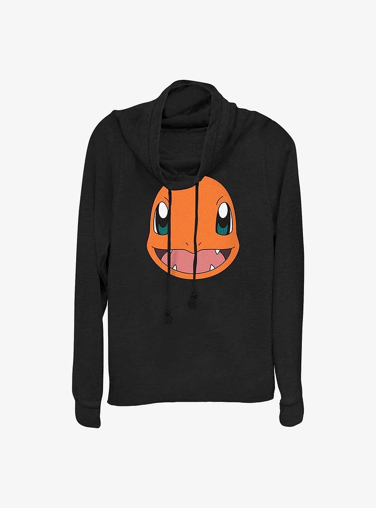 Pokemon Charmander Face Cowl Neck Long-Sleeve Top