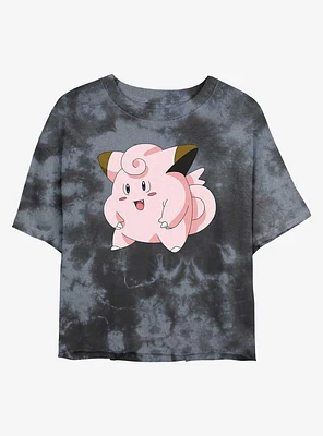 Pokemon Clefairy Pose Tie-Dye Girls Crop T-Shirt