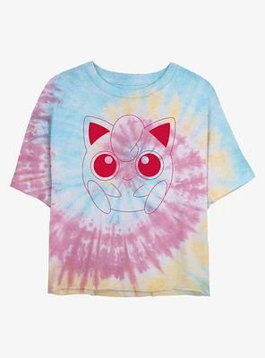Pokemon Jigglypuff Outline Tie-Dye Girls Crop T-Shirt
