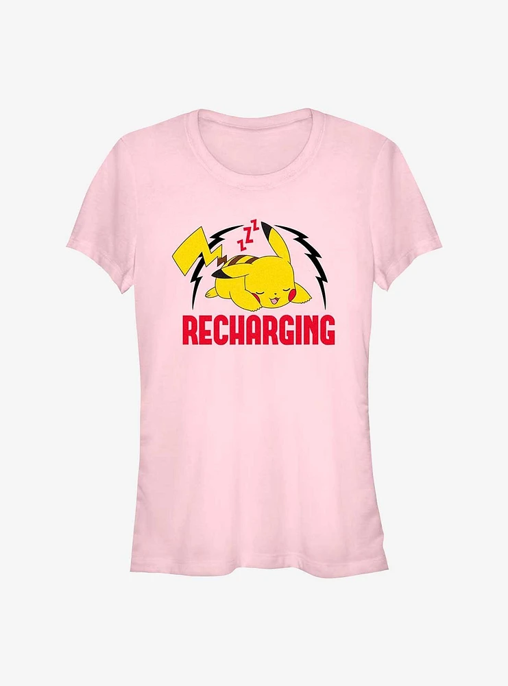 Pokemon Sleepy Pikachu Recharging Girls T-Shirt