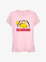 Pokemon Sleepy Pikachu Recharging Girls T-Shirt