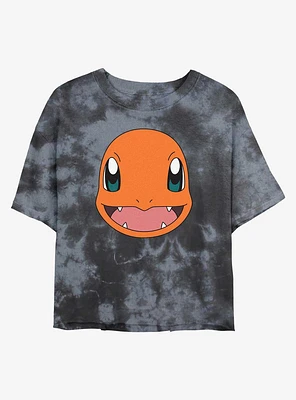 Pokemon Charmander Face Tie-Dye Girls Crop T-Shirt