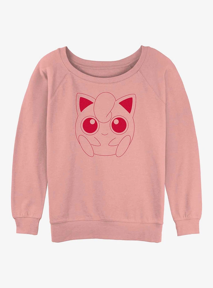 Pokemon Jigglypuff Outline Girls Slouchy Sweatshirt