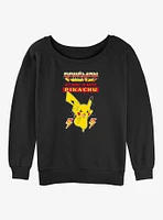 Pokemon Battle Ready Pikachu Girls Slouchy Sweatshirt
