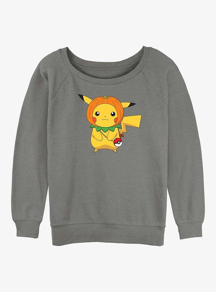 Pokemon Pumpkin Hat Pikachu Girls Slouchy Sweatshirt