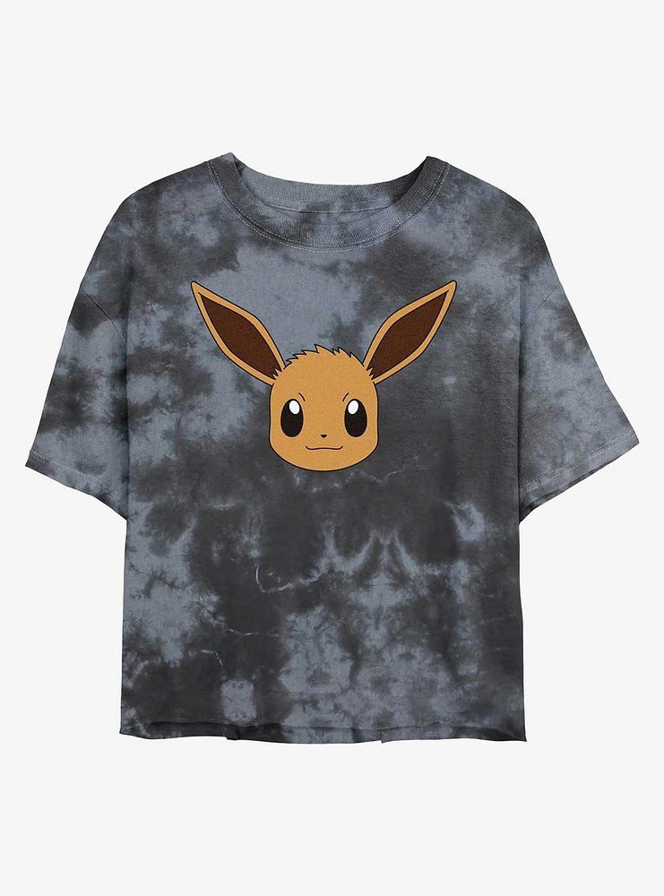 Pokemon Eevee Face Tie-Dye Girls Crop T-Shirt
