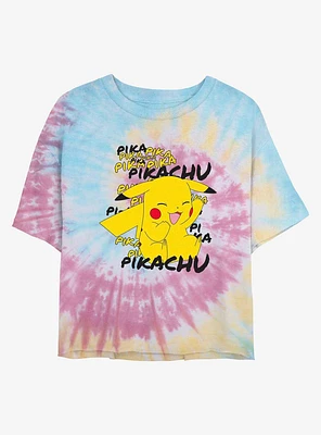 Pokemon Pikachu Cracks A Joke Tie-Dye Girls Crop T-Shirt