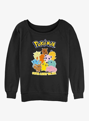 Pokemon Catch 'Em All Girls Slouchy Sweatshirt