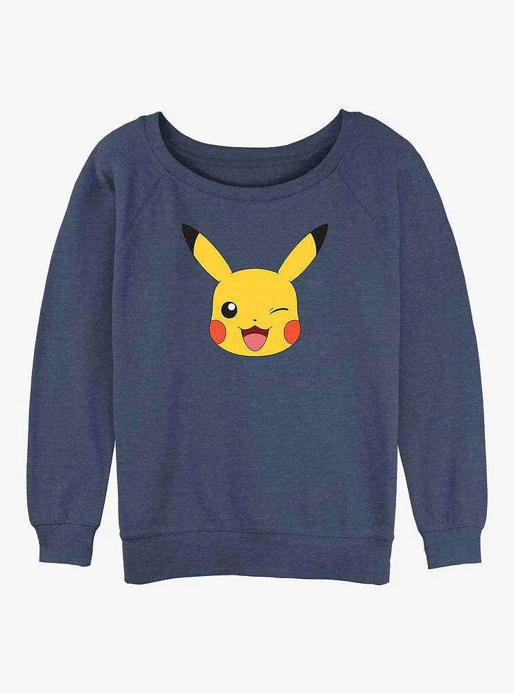 Pokemon Pikachu Face Girls Slouchy Sweatshirt