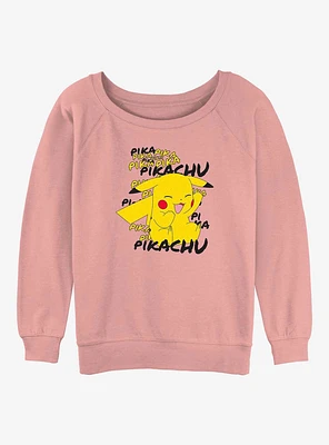 Pokemon Pikachu Cracks A Joke Girls Slouchy Sweatshirt