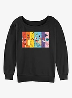 Pokemon Rainbow Faces Girls Slouchy Sweatshirt