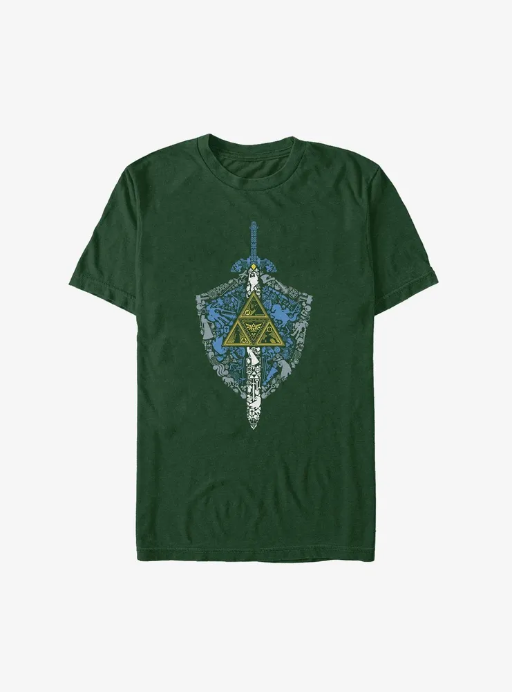 Legend Of Zelda Trifoce Shield And Master Sword T-Shirt