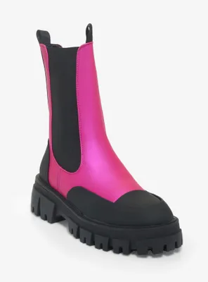 Azalea Wang Black & Pink Slip-On Combat Boots